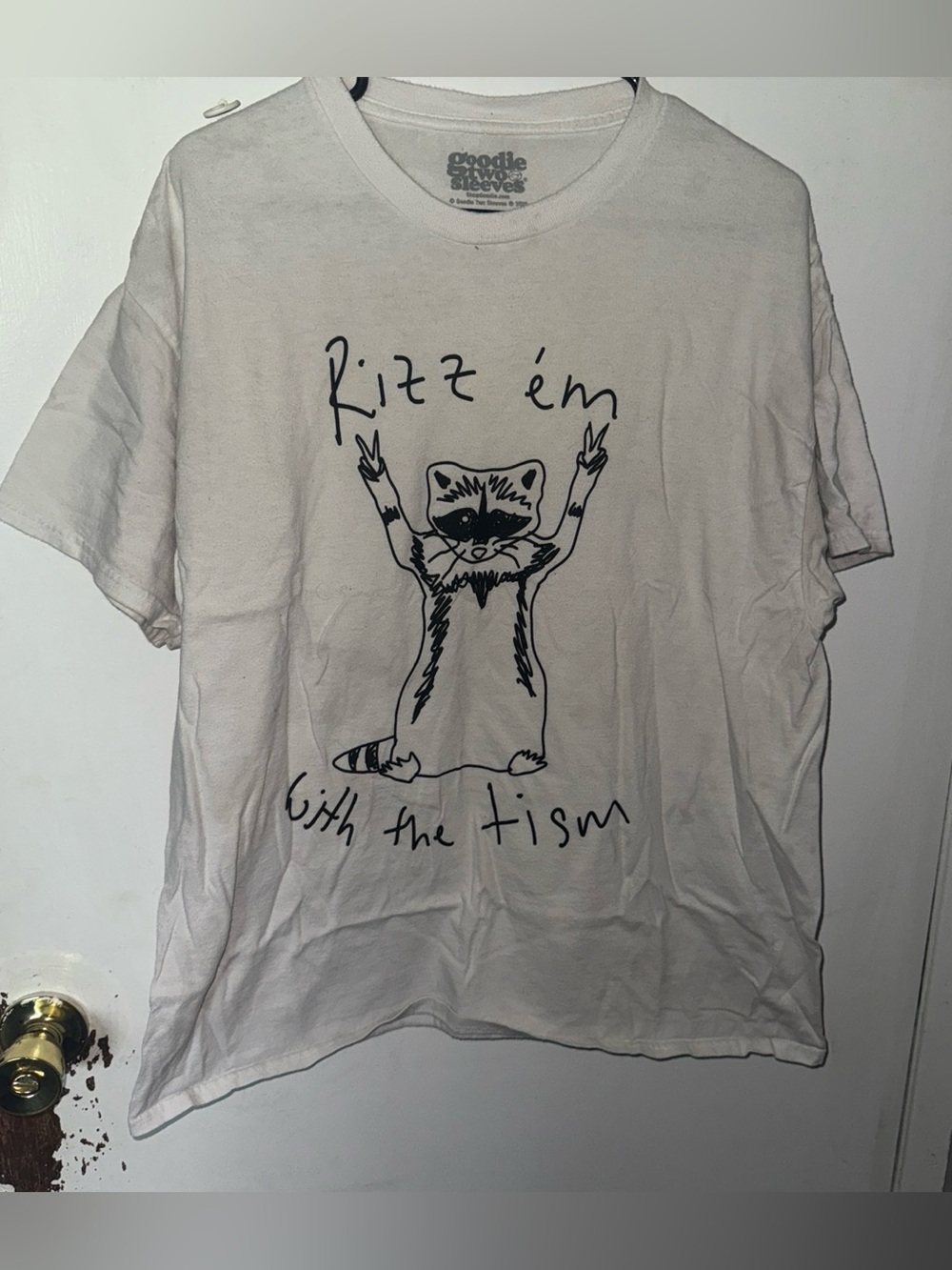 White racoon Tee - Rizz 'em with the Tism